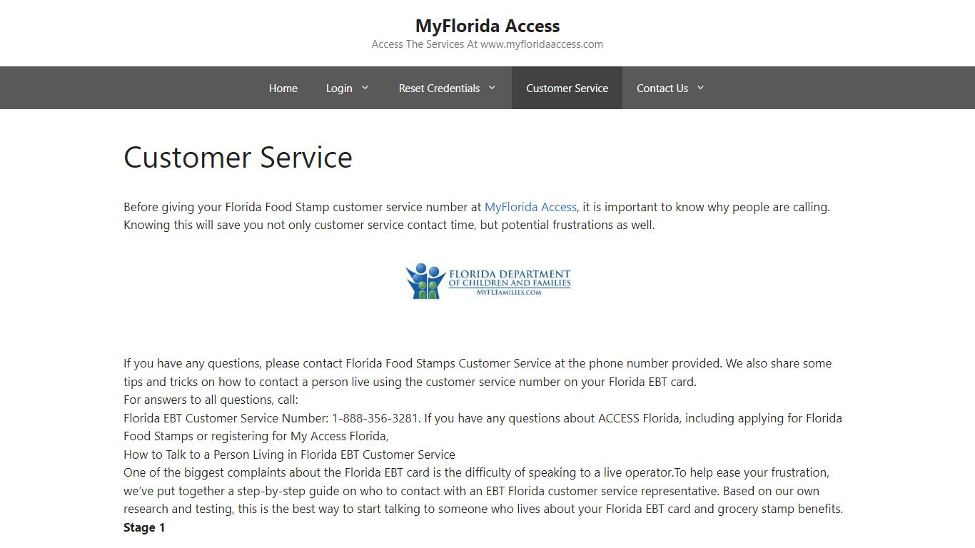 Customer Service - MyFlorida Access
